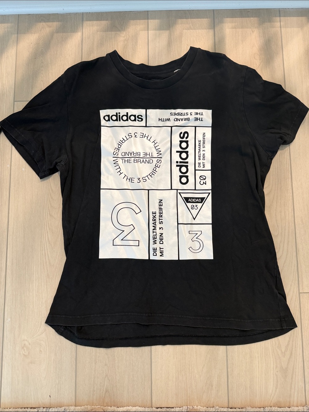 adidas Black Tee with White Graphic Panel